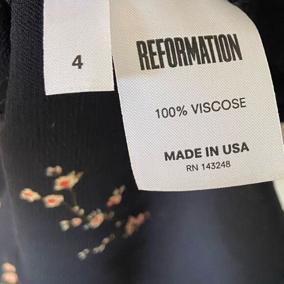 Reformation Mini Black Dress Wildflower Floral Print Size 4 - Picture 8 of 9